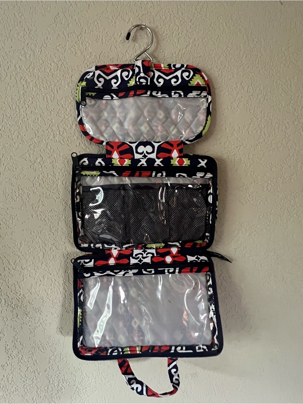 Vera Bradley Toiletry Holder - Zip up and Hang | Navy, White, and Orange